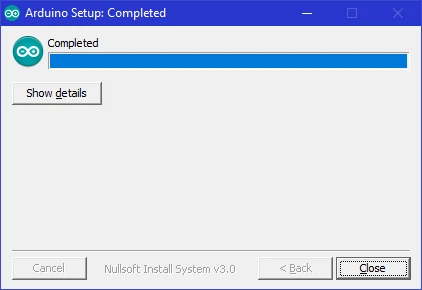 Arduino IDE zakończenie instalacji
