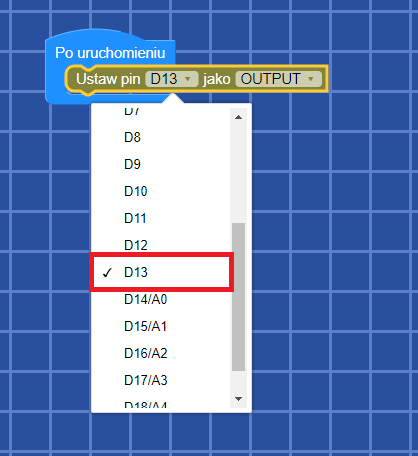 Wybór pinu D13